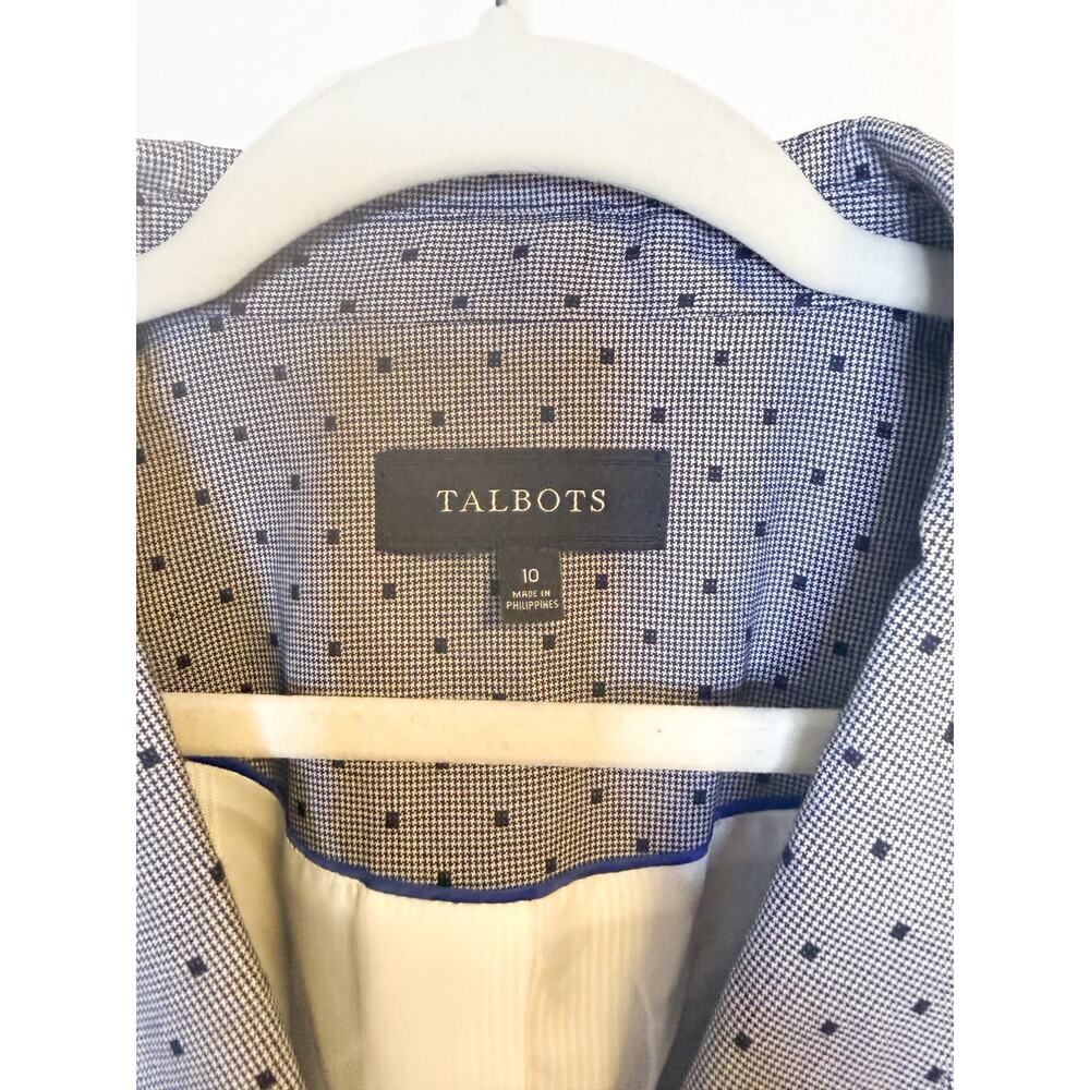 Talbots Sz 10 Black White Dot Houndstooth Blazer - Picture 2 of 10